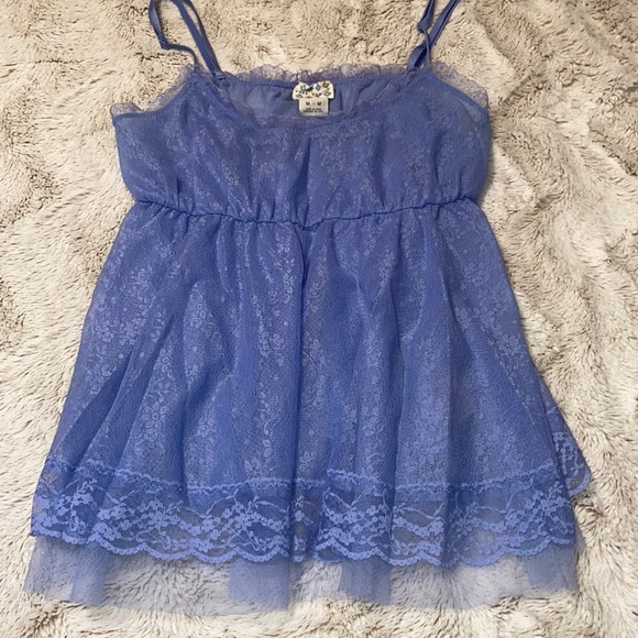 Intimately Free People sapphire blue lace babydoll camisole top size medium - Picture 2 of 8